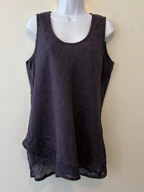 Flax Purple Sleeveless Linen Tank Womens Medium